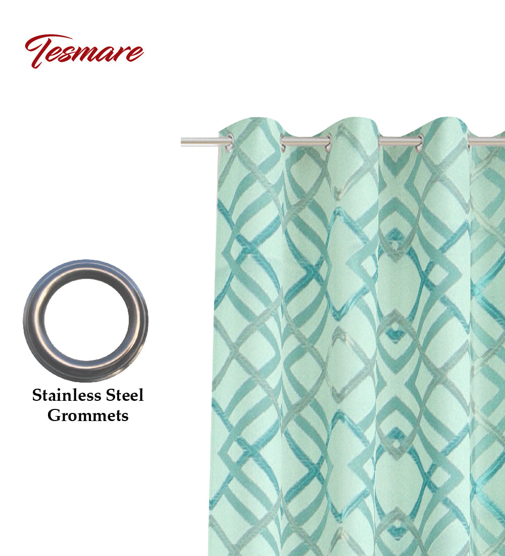 Tesmare Ultra Smooth Blackout Eyelet Silk Blend Curtain ,Turquoise,1 piece