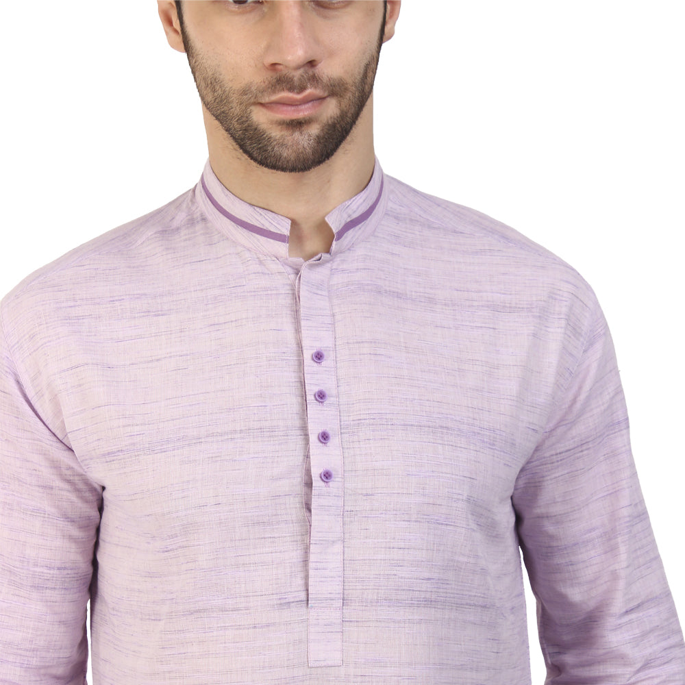 Ethereal Long Sleeve Kurta in 100% Cotton, Purple