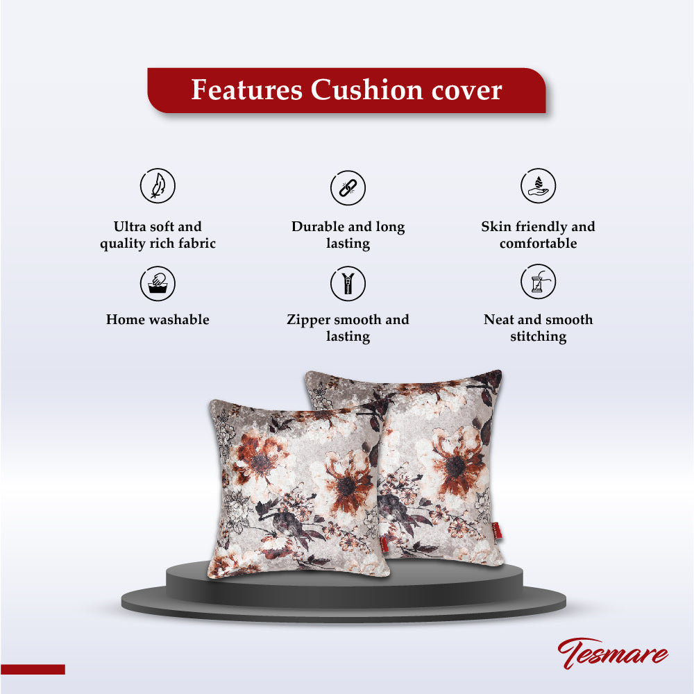 Tesmare Velvet cushion covers 16x16 Inch/40cms x 40 cms,Beige