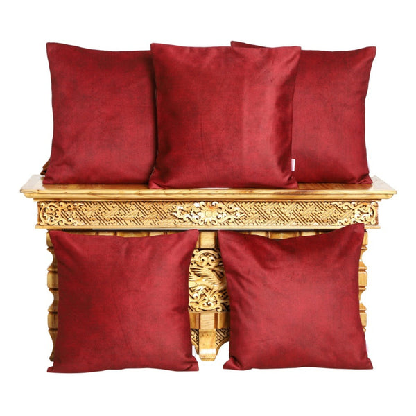 TESMARE Premium Velvet Cushion Cover, Maroon, 5 Pieces Tesmare