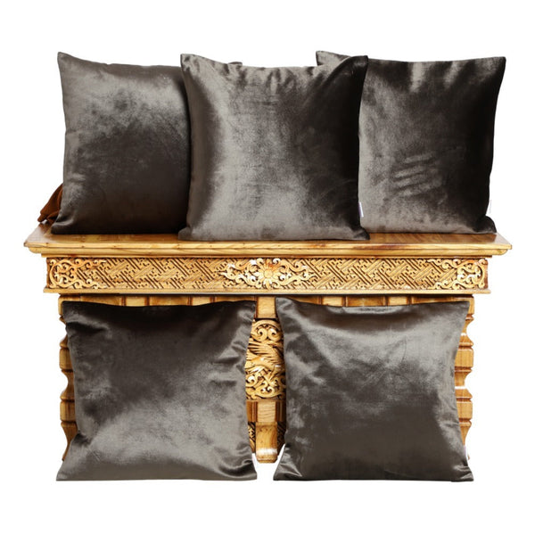 Ultra Soft ,Velvet Cushion Cover, Grey, 5 Peices Tesmare
