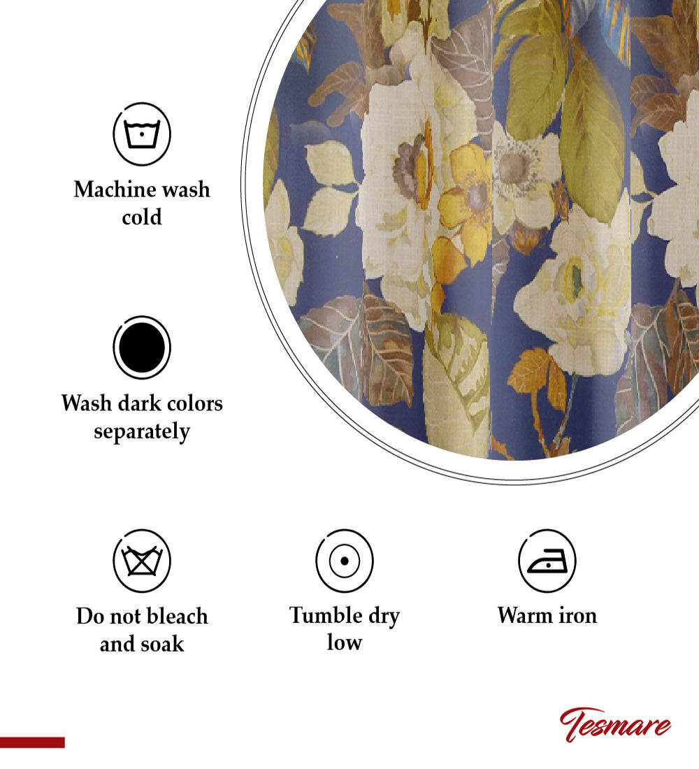 Tesmare Luxurious Curtain for Bedroom,Drawingroom, Blue,1 Piece