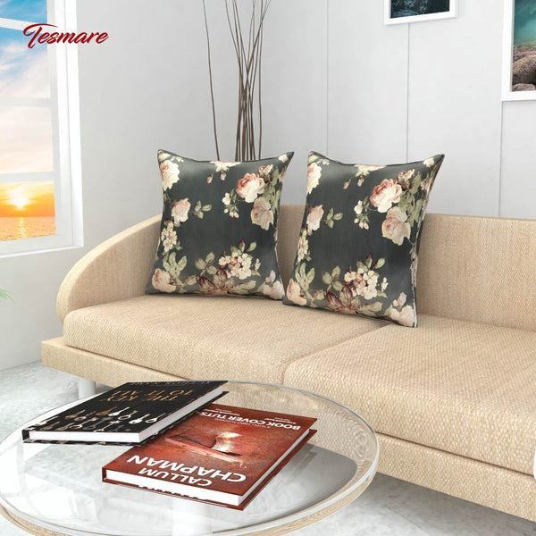 Tesmare Digital Printed Poly-Satin Cushion Cover, 24 x 24 Inch, 2 Pieces Tesmare