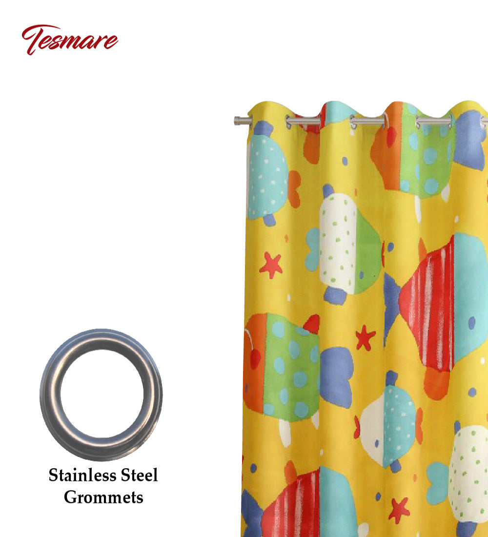 Ultra Smooth Satin Weave Polyester Curtain for Kidsroom,Yellow,1 Piece