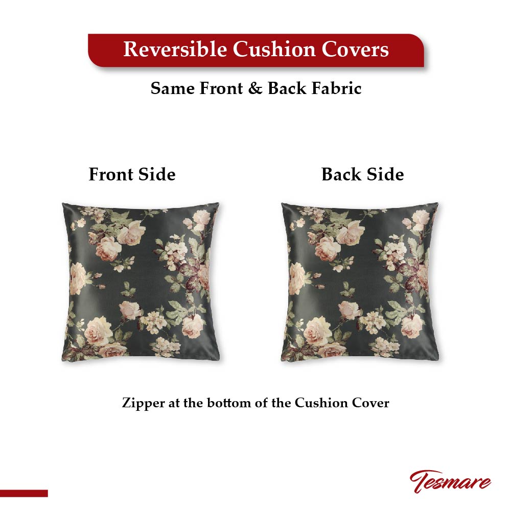 Tesmare Digital printed Poly-Satin Cushion Cover, 24 x 24 Inch, 2 Pieces