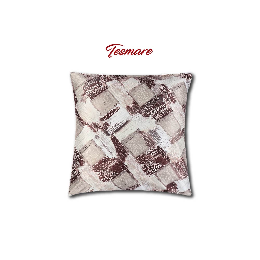 TESMARE Quality Rich Printed Cushion Cover, 24 x 24 Inch,Cream, 2 Pieces