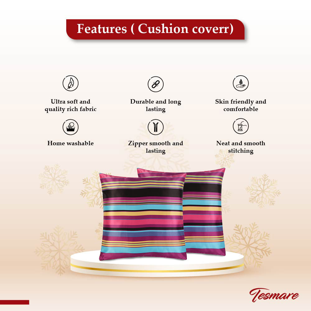 TESMARE Quality Rich and HD Digital Poly-Satin Cushion Cover, 24 x 24 Inch