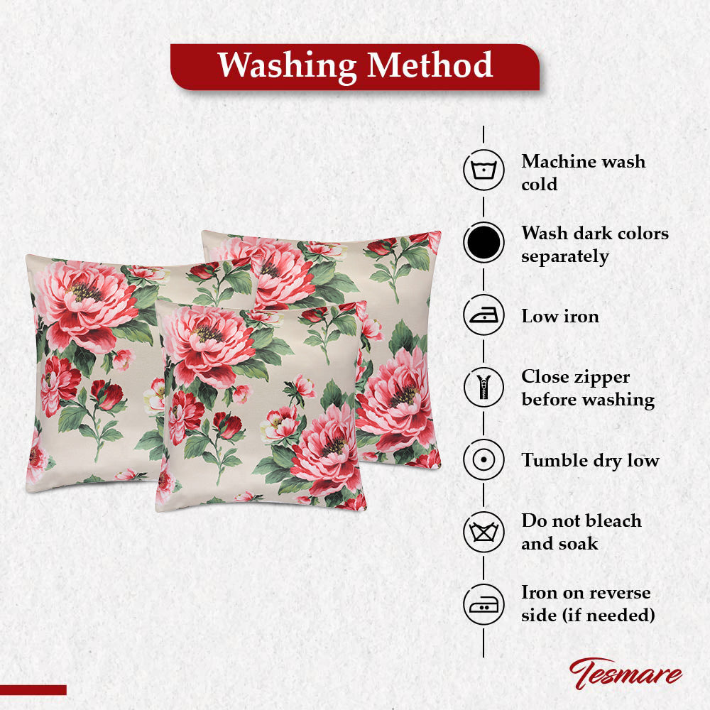 Tesmare Smooth and Poly-Satin Cushion Cover, 24 x 24 Inch,Cream , 2 Pieces